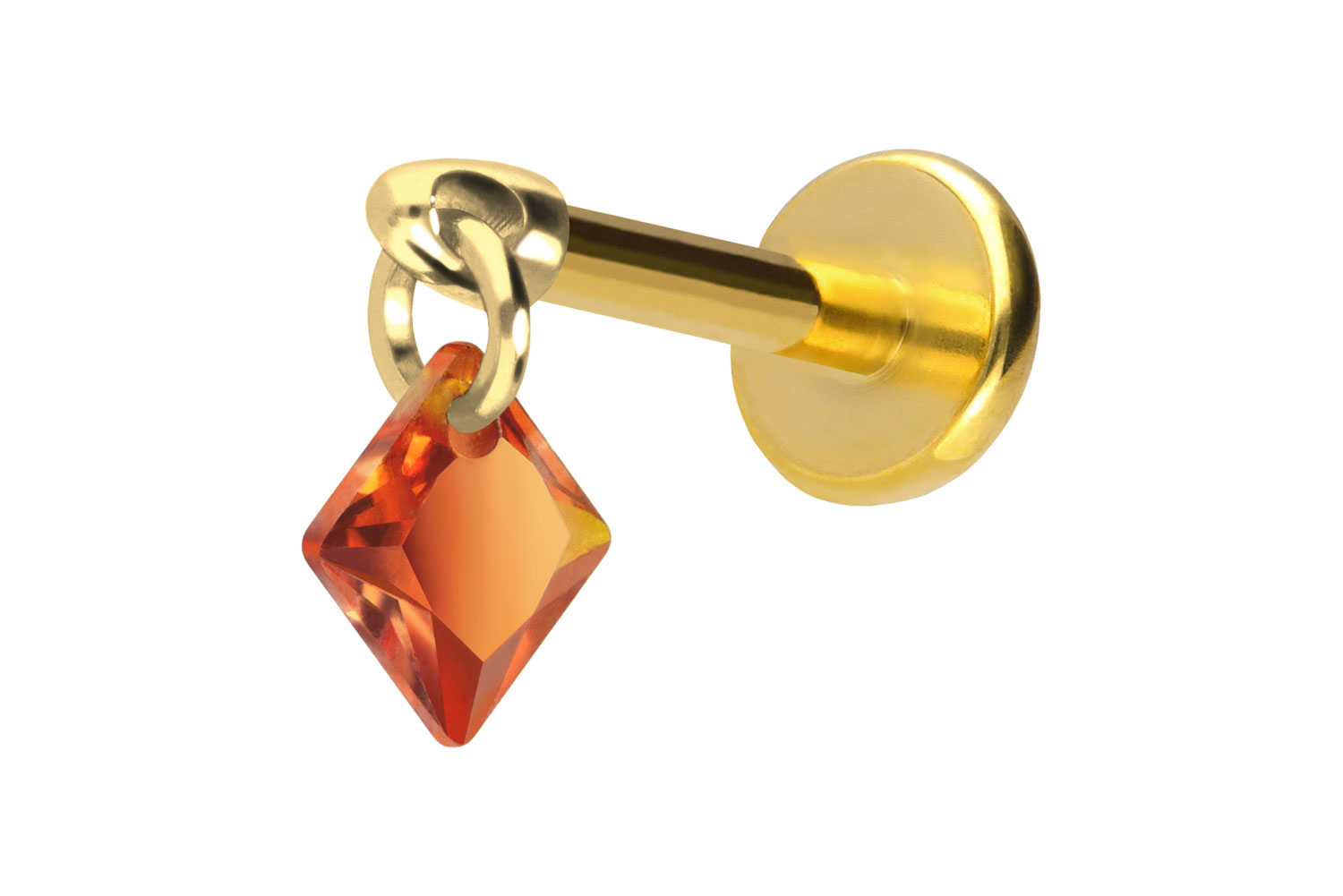 Titan Labret Piercing mit Push Fit KRISTALLQUADRAT